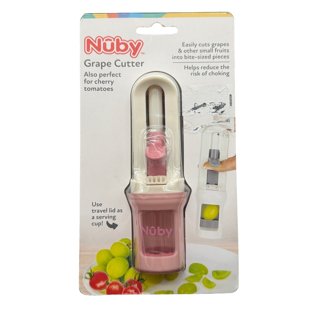 Nuby NEW Grape Cutter‎ Pink Travel Lid Helps Reduce Choking Risk fruit snacks